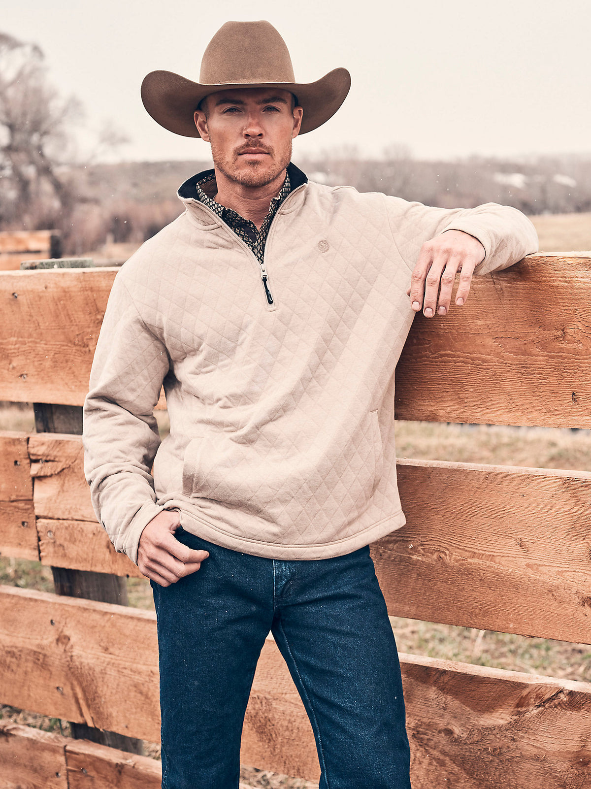 Mens George Strait Quarter Zip Quilted Pullover 112367930 Mens western wear free shipping Boltranchstore.com