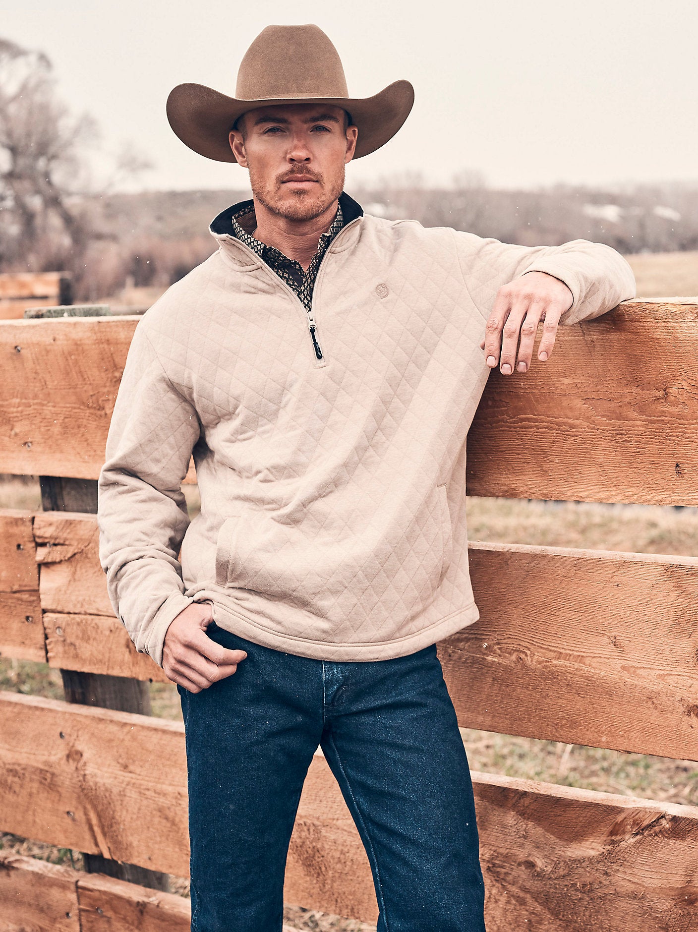 Mens George Strait Quarter Zip Quilted Pullover 112367930 Mens western wear free shipping Boltranchstore.com