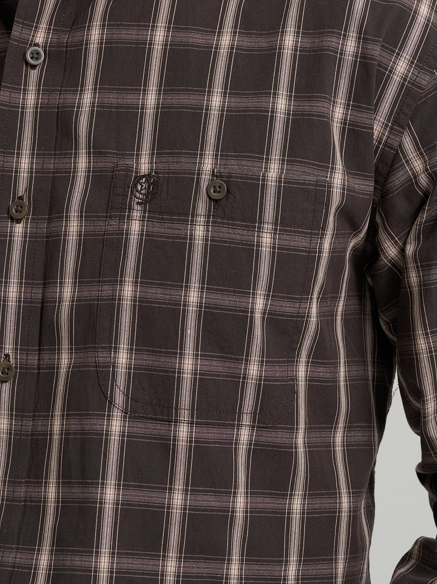 Wrangler Mens George Straight Shirt in Coffee Plaid