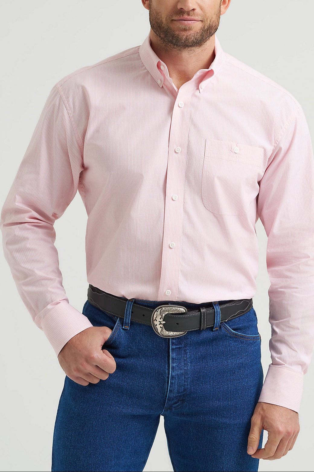 Mens Wrangler Bucking Cancer Button Down Shirt 112369528 free shipping at boltranchstore.com