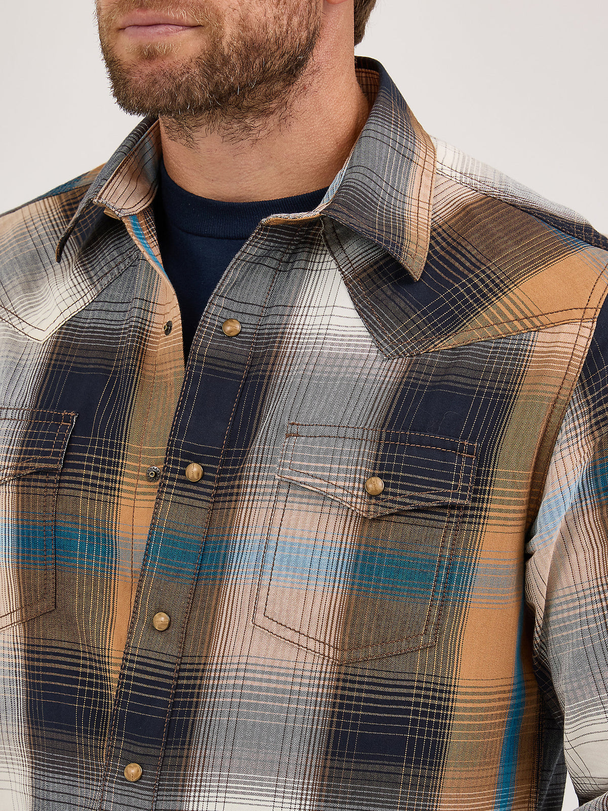 Mens Wrangler Retro Western Snap Plaid Shirt Bold Brown mens western wear cowboy wrangler Free shipping Boltranchstore.com 112369842