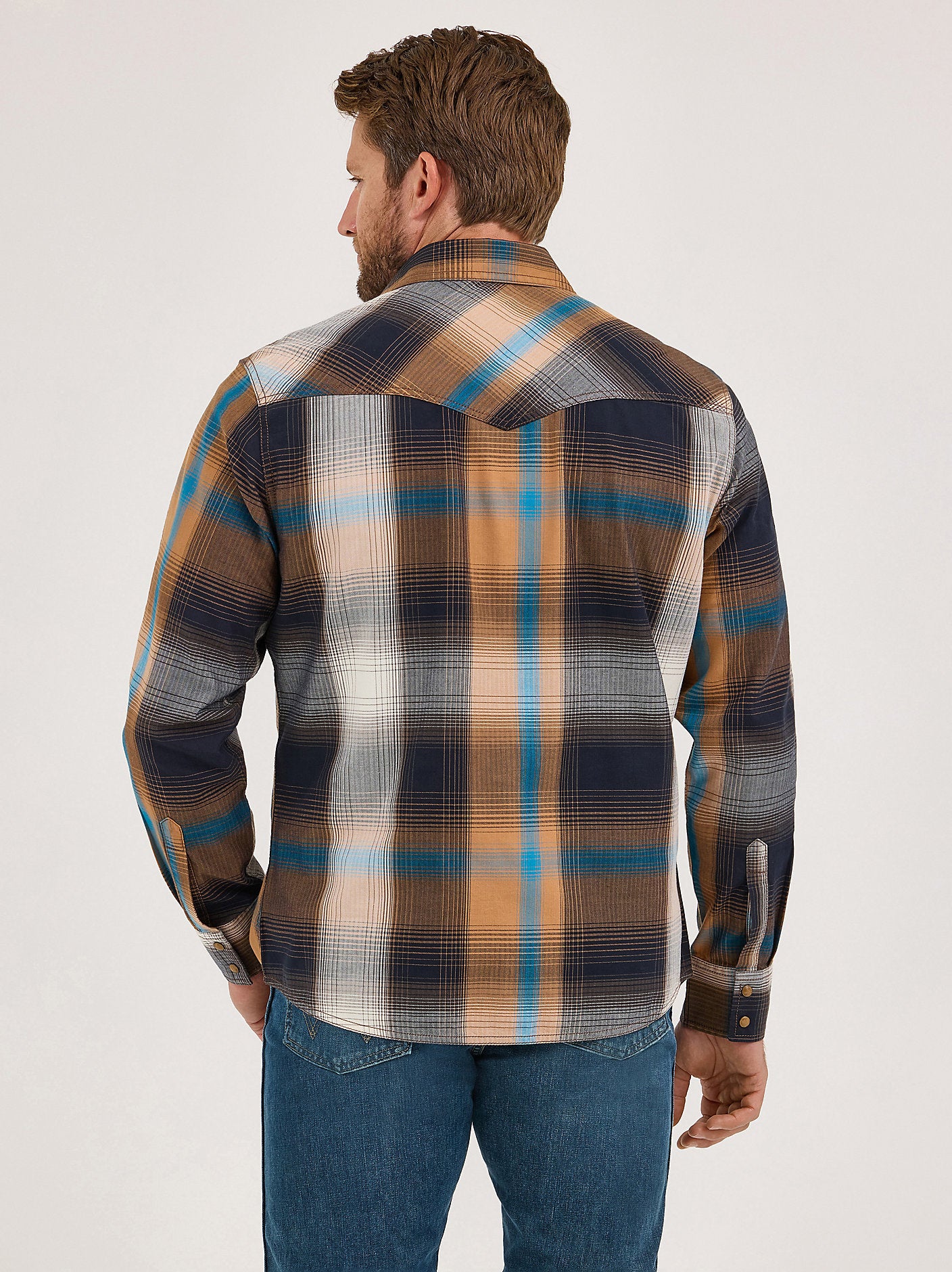 Mens Wrangler Retro Western Snap Plaid Shirt