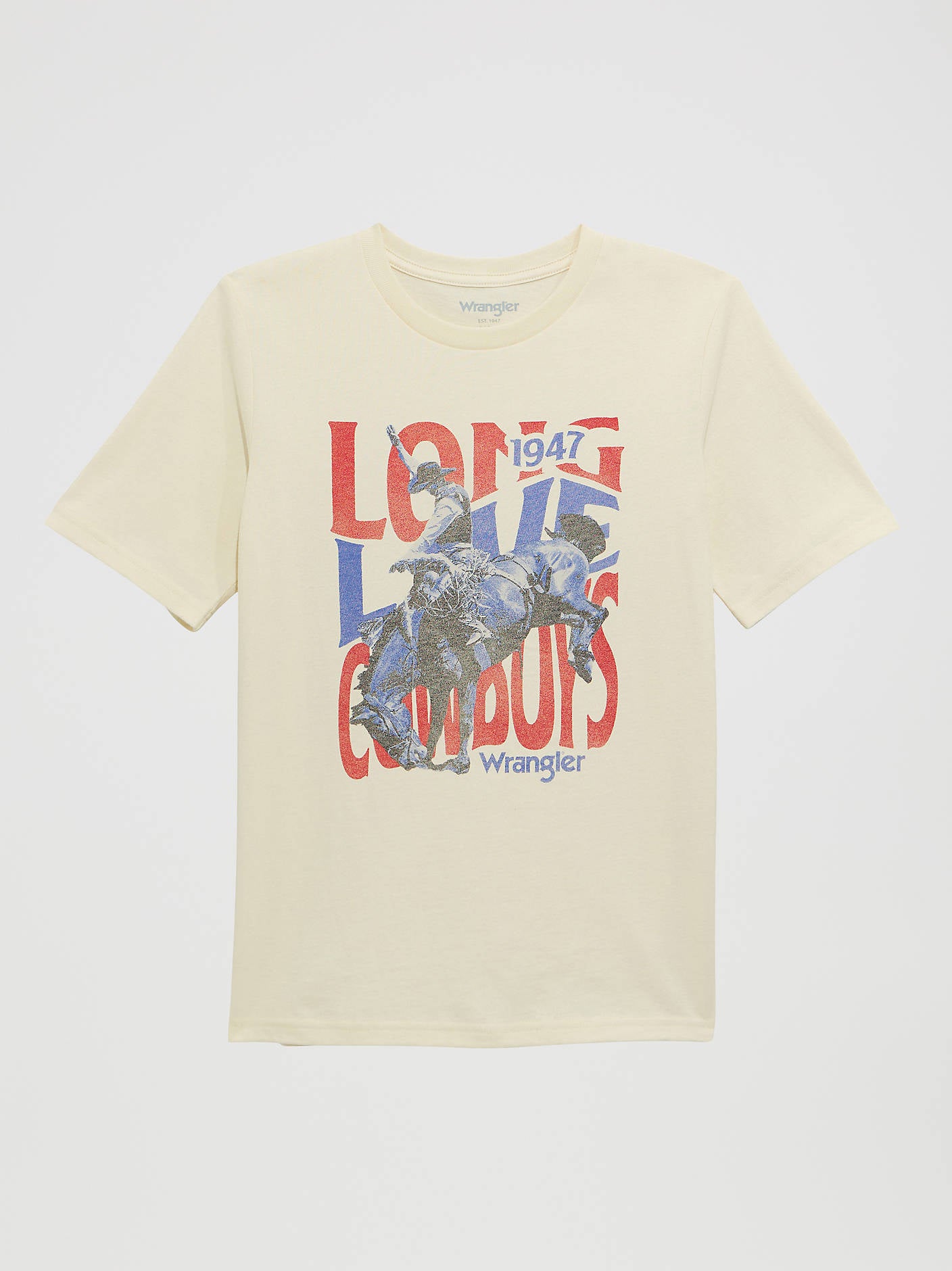 Wrangler Boys Logo Front Graphic T Shirt 112372976 antique white cowboy little boy kids tee Boltranchstore.com free shipping