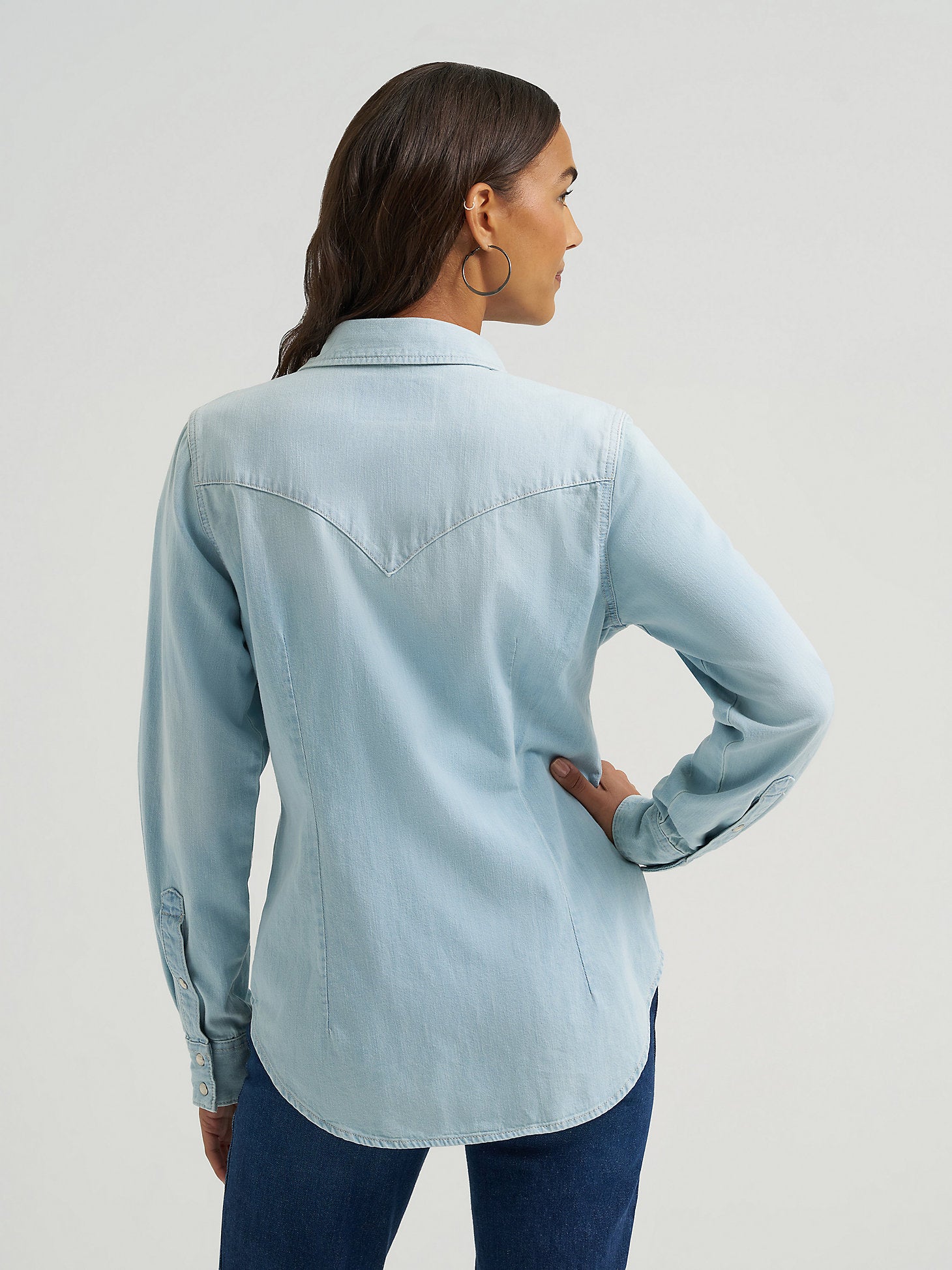 Wrangler Womens Denim Snap Shirt Bleach