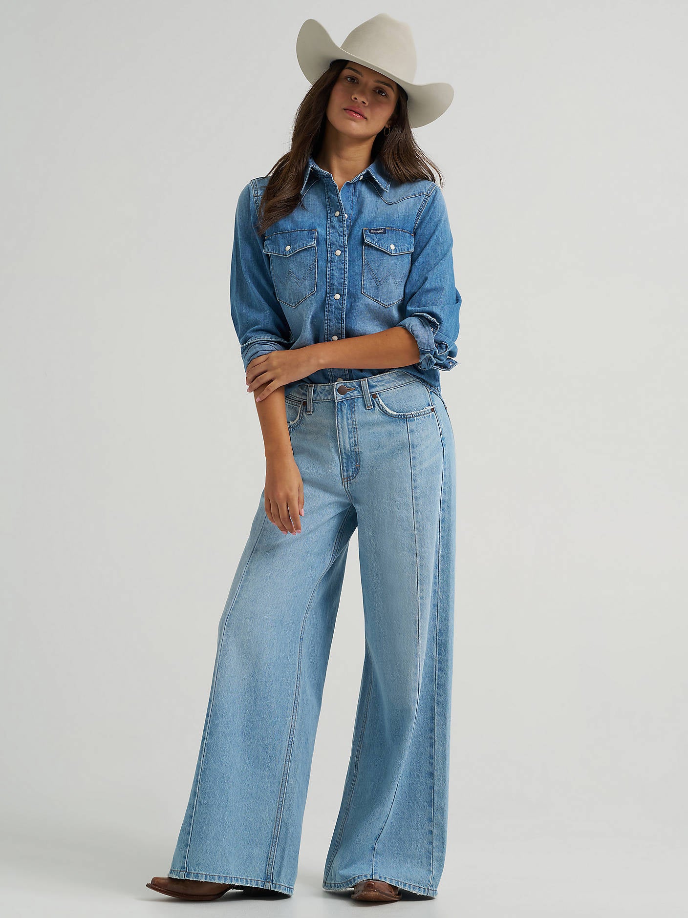 Wrangler Denim Snap Shirt Light Wash