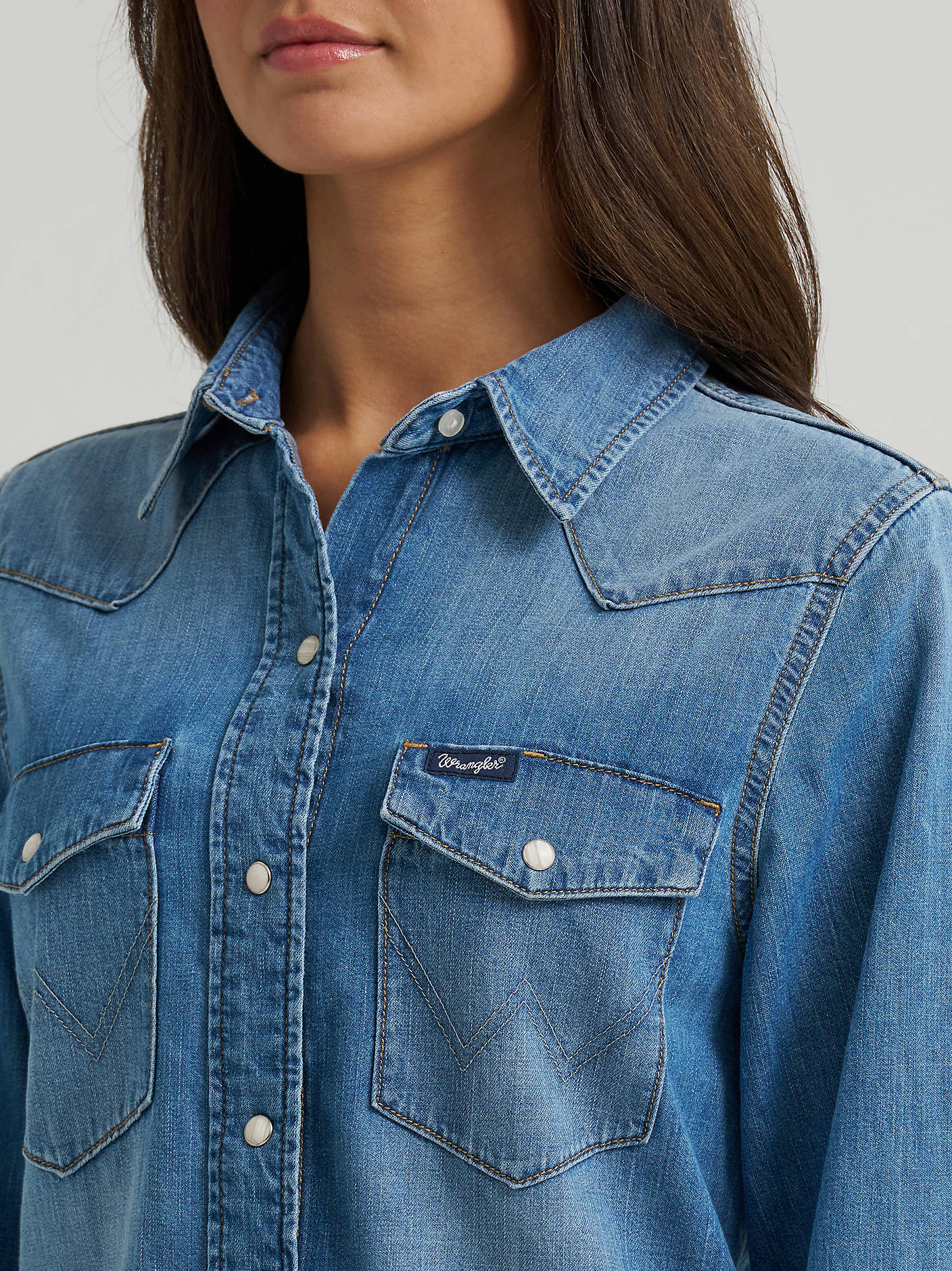 Wrangler Denim Snap Shirt Light Wash