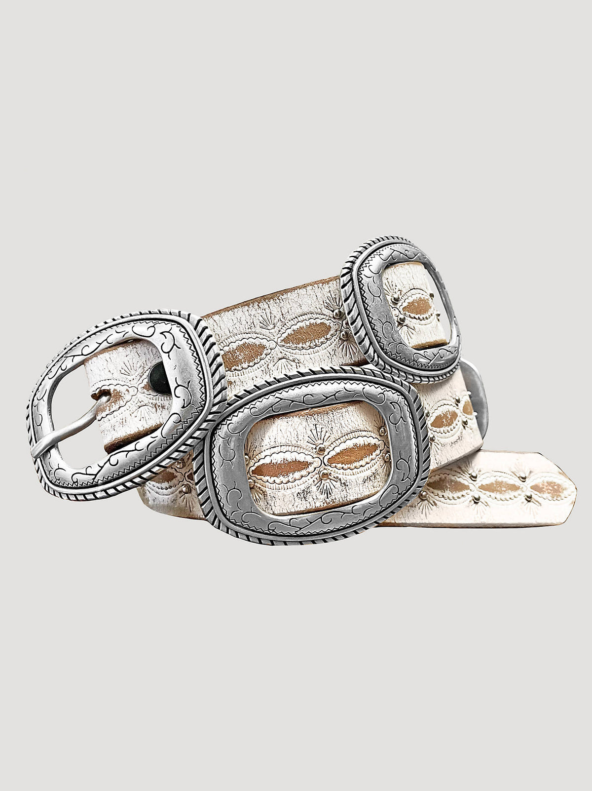Wrangler Womens Slider Conchos Belt 112373812 white concho western belt Boltranchstore.com womens western fashion