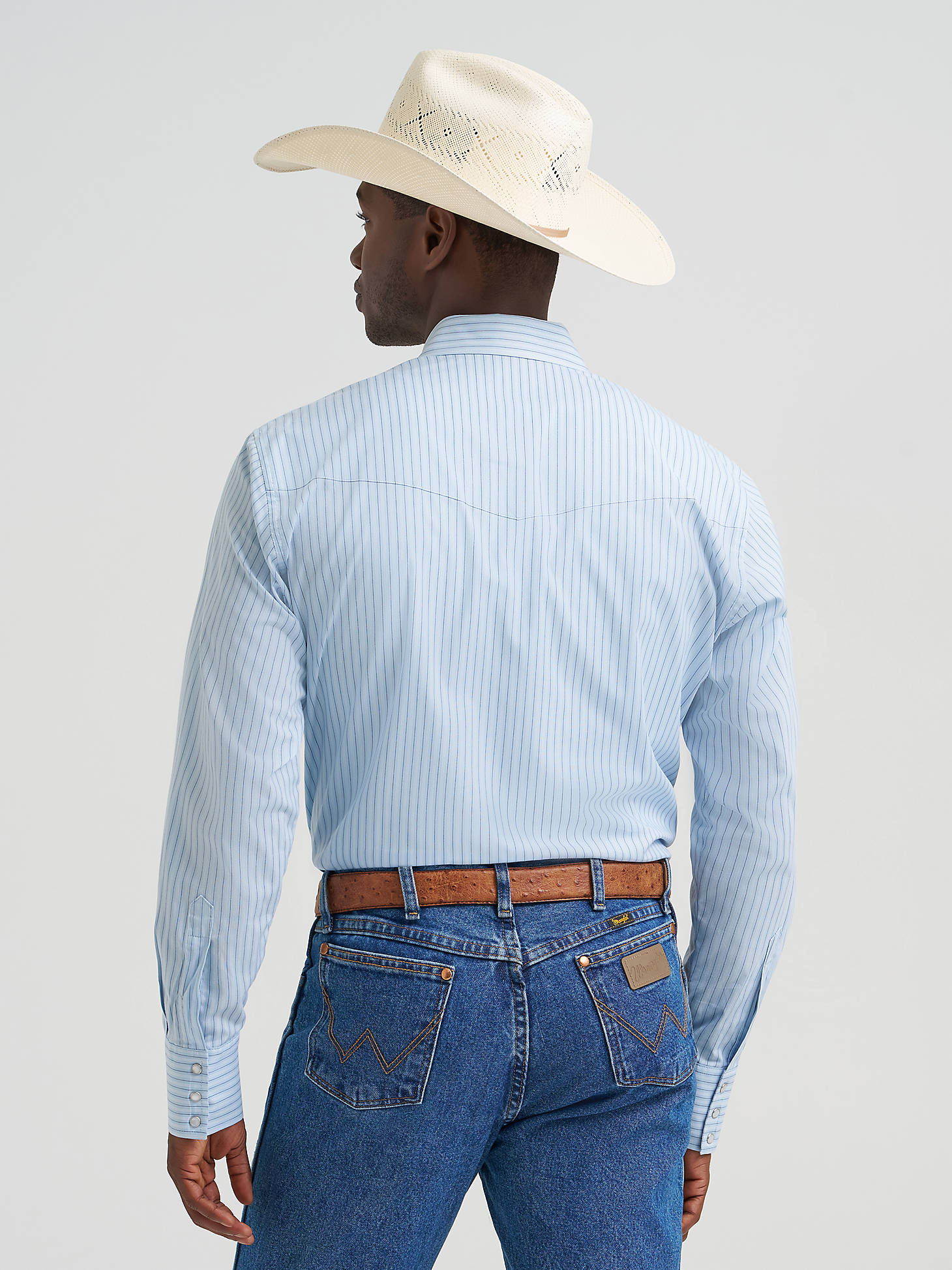 Wrangler Mens Wrinkle Resist Snap Stripe Shirt