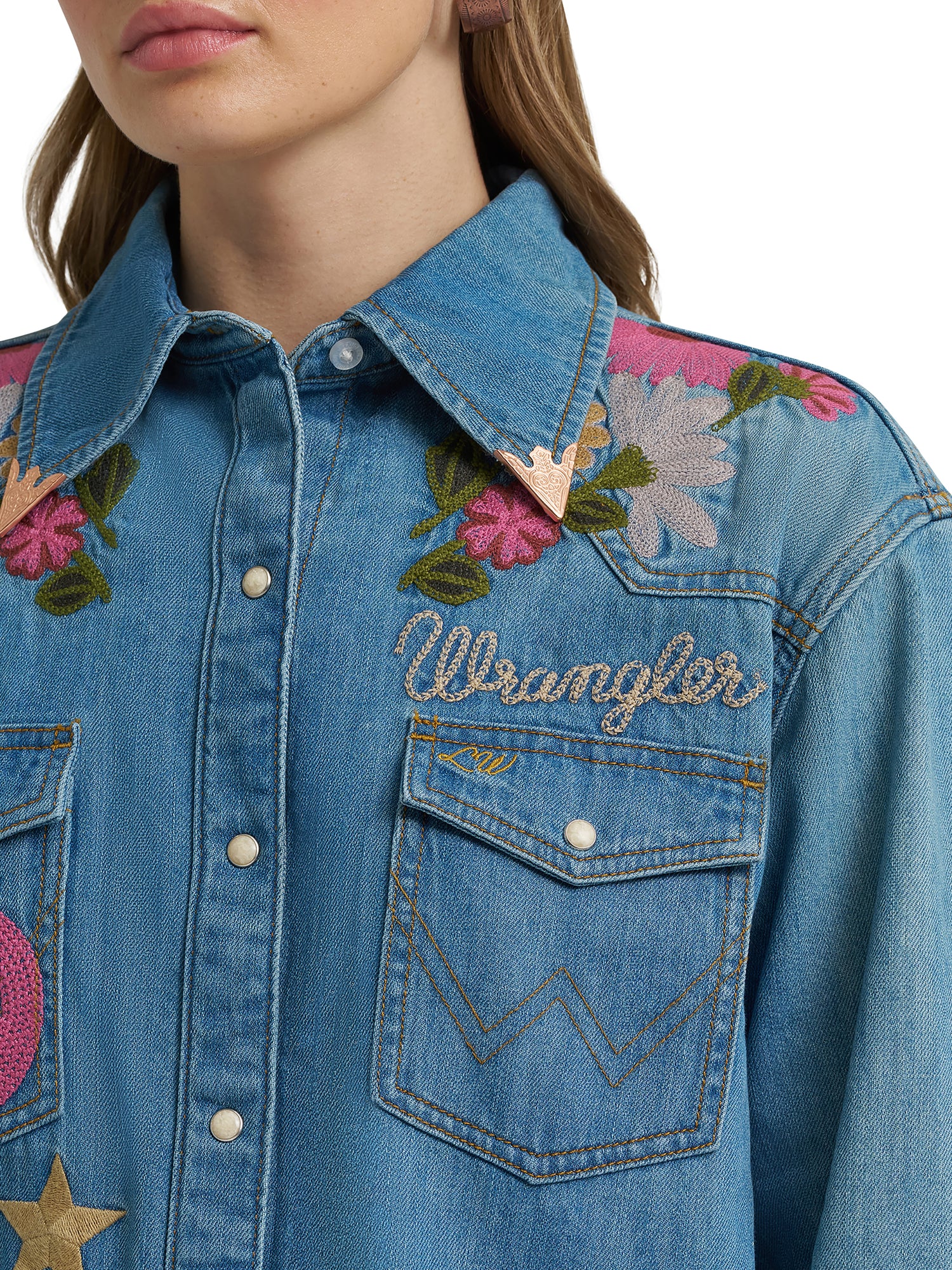 Wrangler X Lainey Emb Denim Shirt