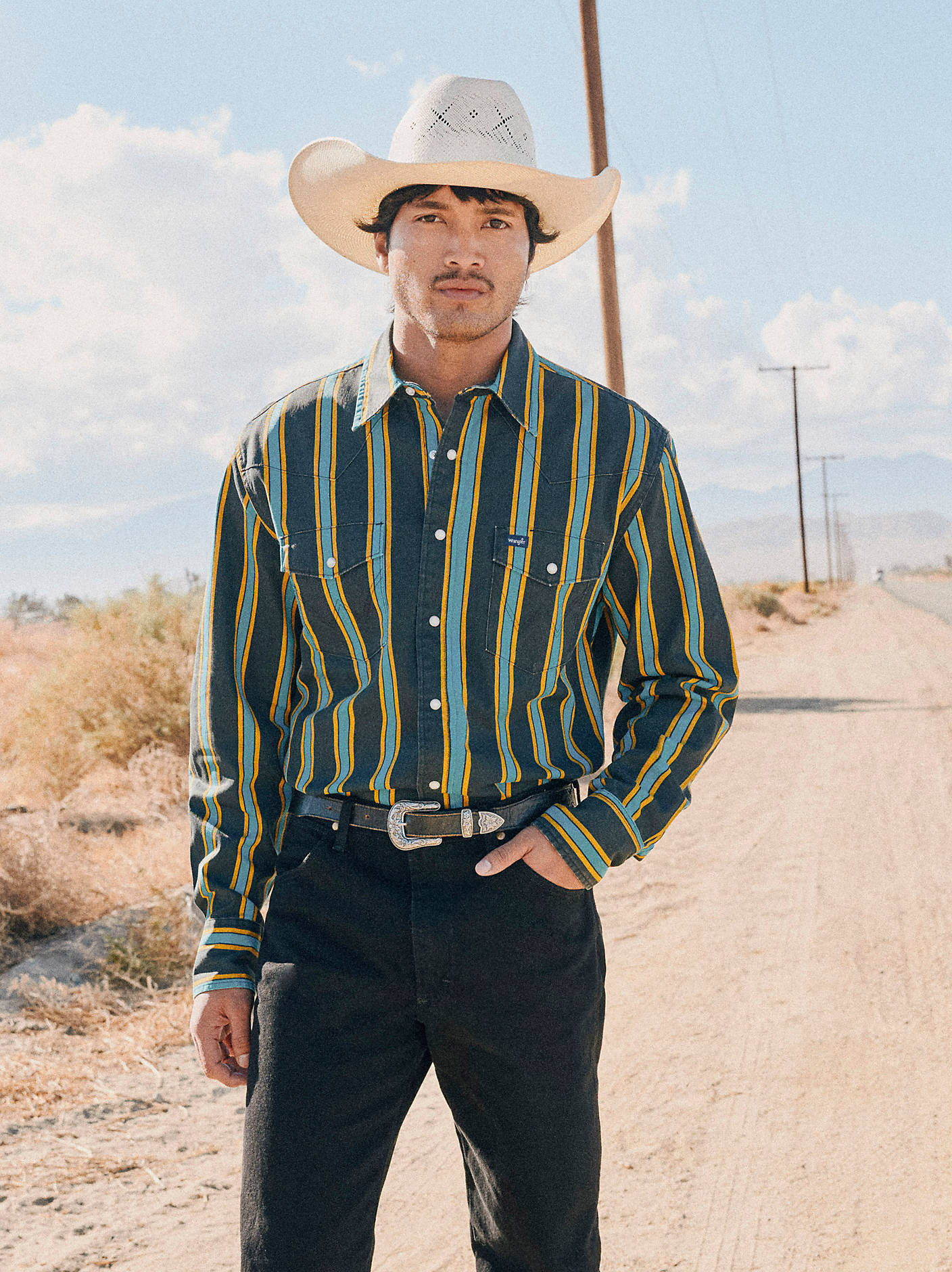 Wrangler Brushpopper Teal Pop Snap Shirt