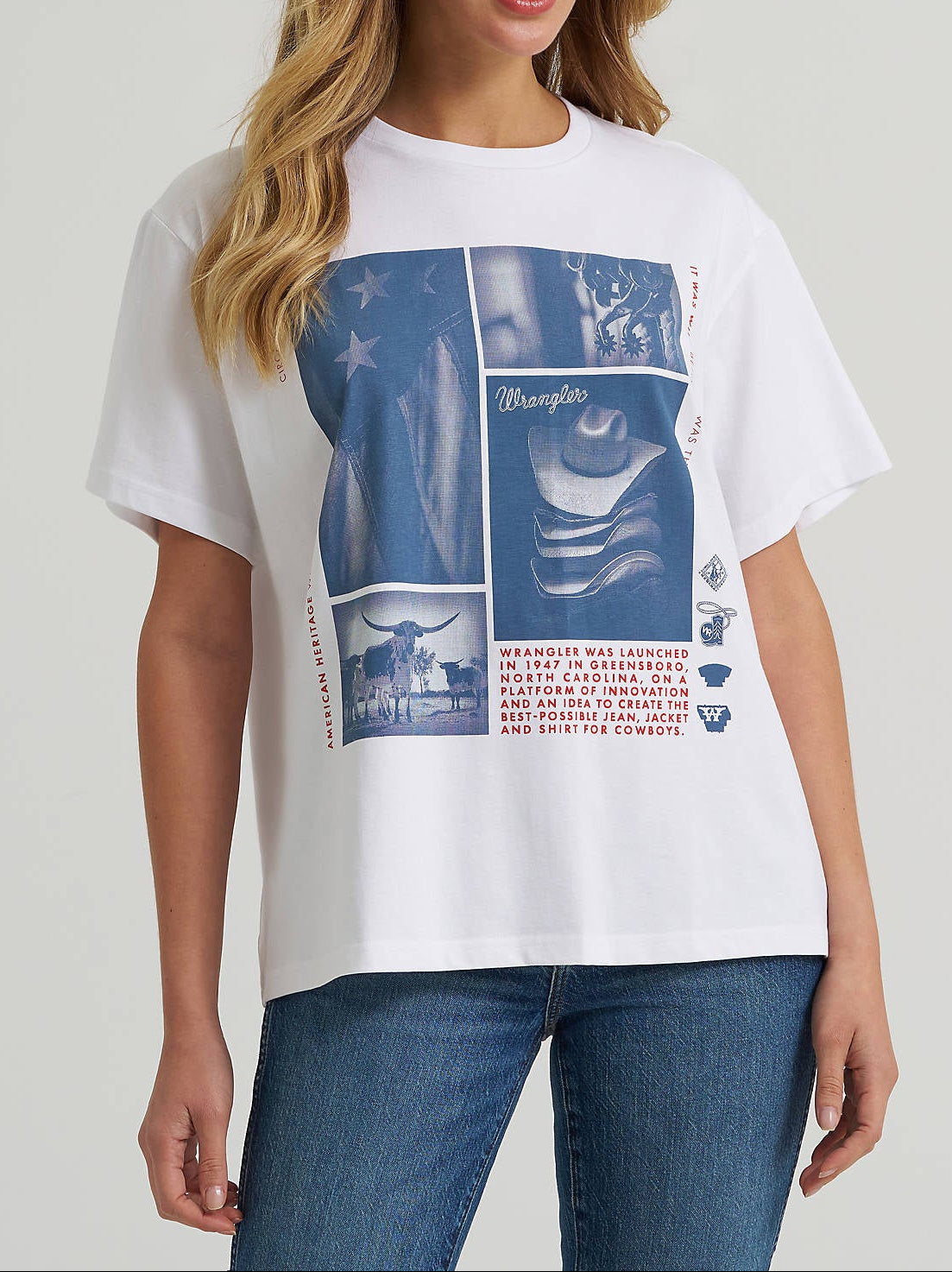 Wrangler Womens Western Collage Girlfriend Graphic Tee free shipping at boltranchstore.com western shirt 