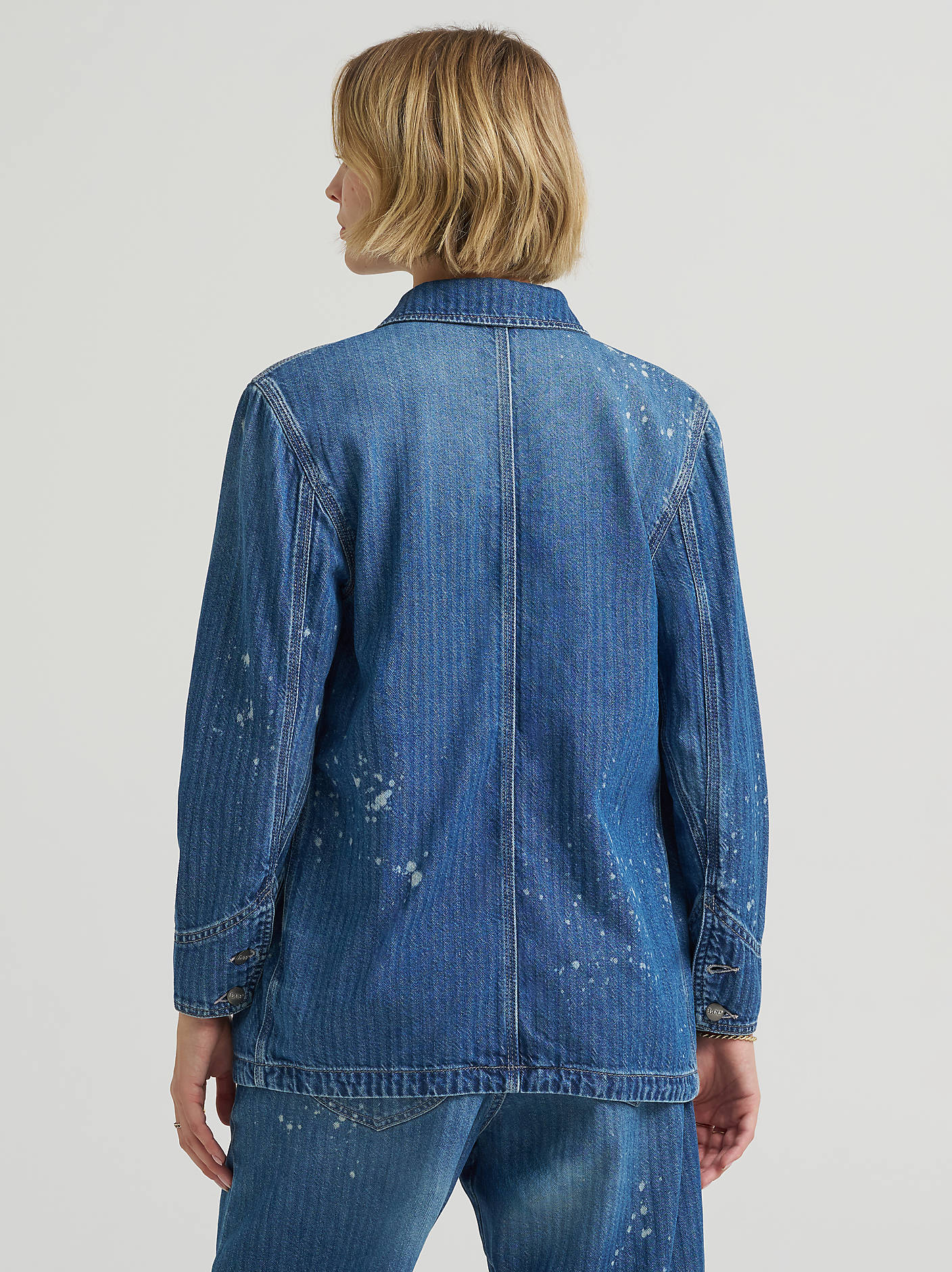 Lee Womens Bleach Splatter Stripe Chore Jacket
