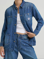 Lee Womens Bleach Splatter Stripe Chore Jacket free shipping at boltranchstore.com