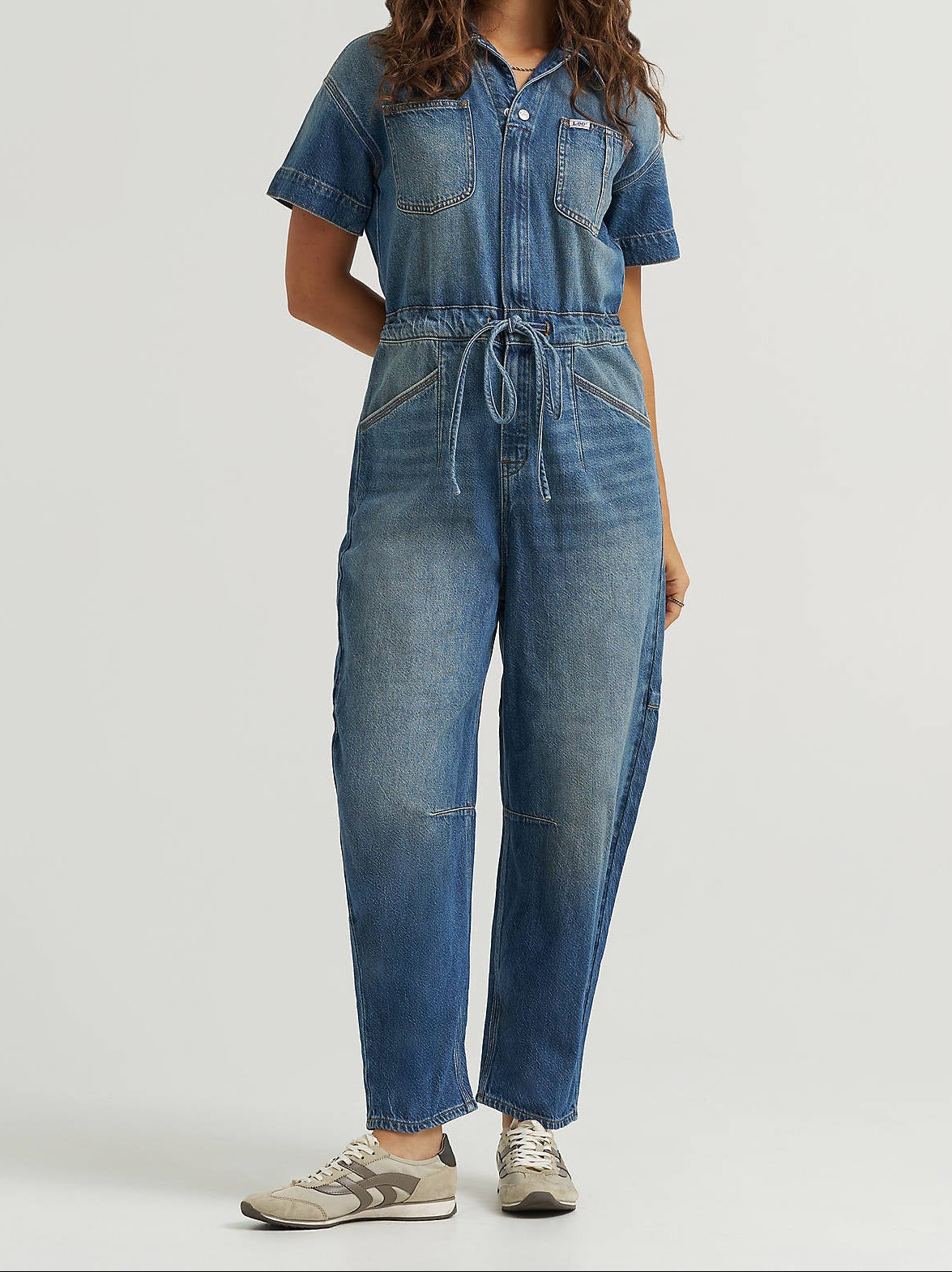 Lee Womens Drawstring Waist Barrel Unionall free ahipping at boltranchstore.com womens coveralls denim jumpsuit short sleeve fashion barrel cute 112376048