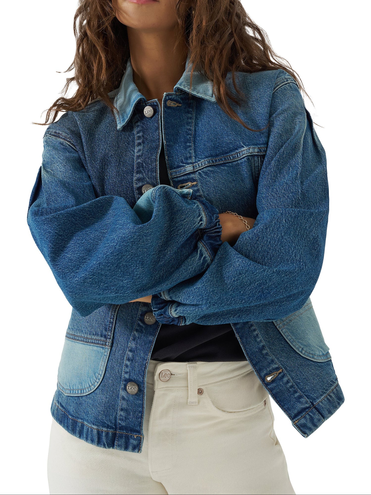 Lee Womens Patched Denim Chore Jacket