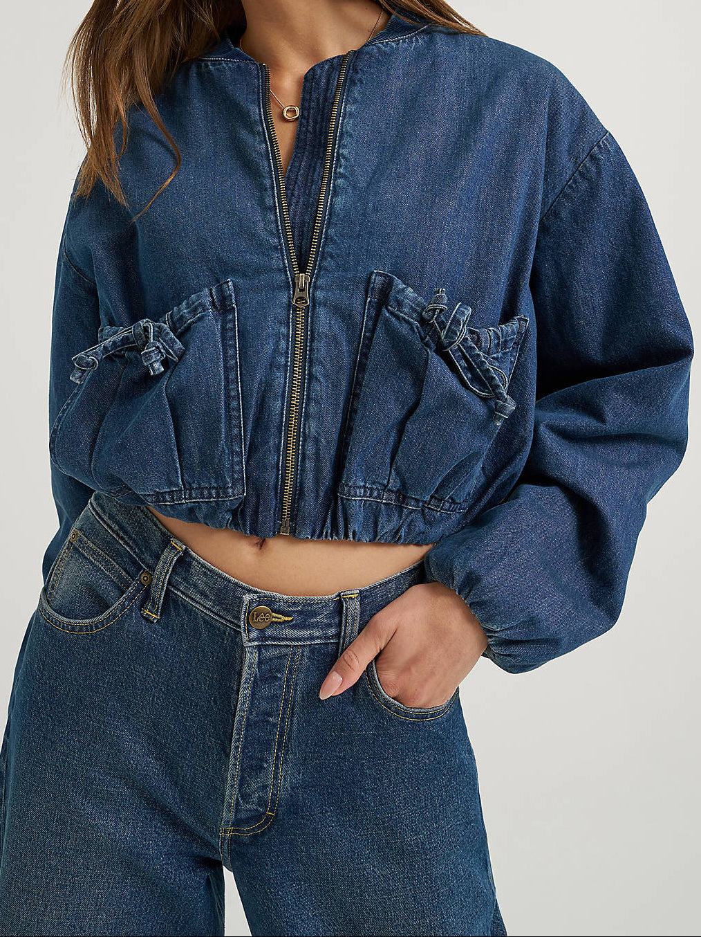 Lee Womens Oversized Denim Bubble Jacket layering jacket free shipping at boltranchstore.com 