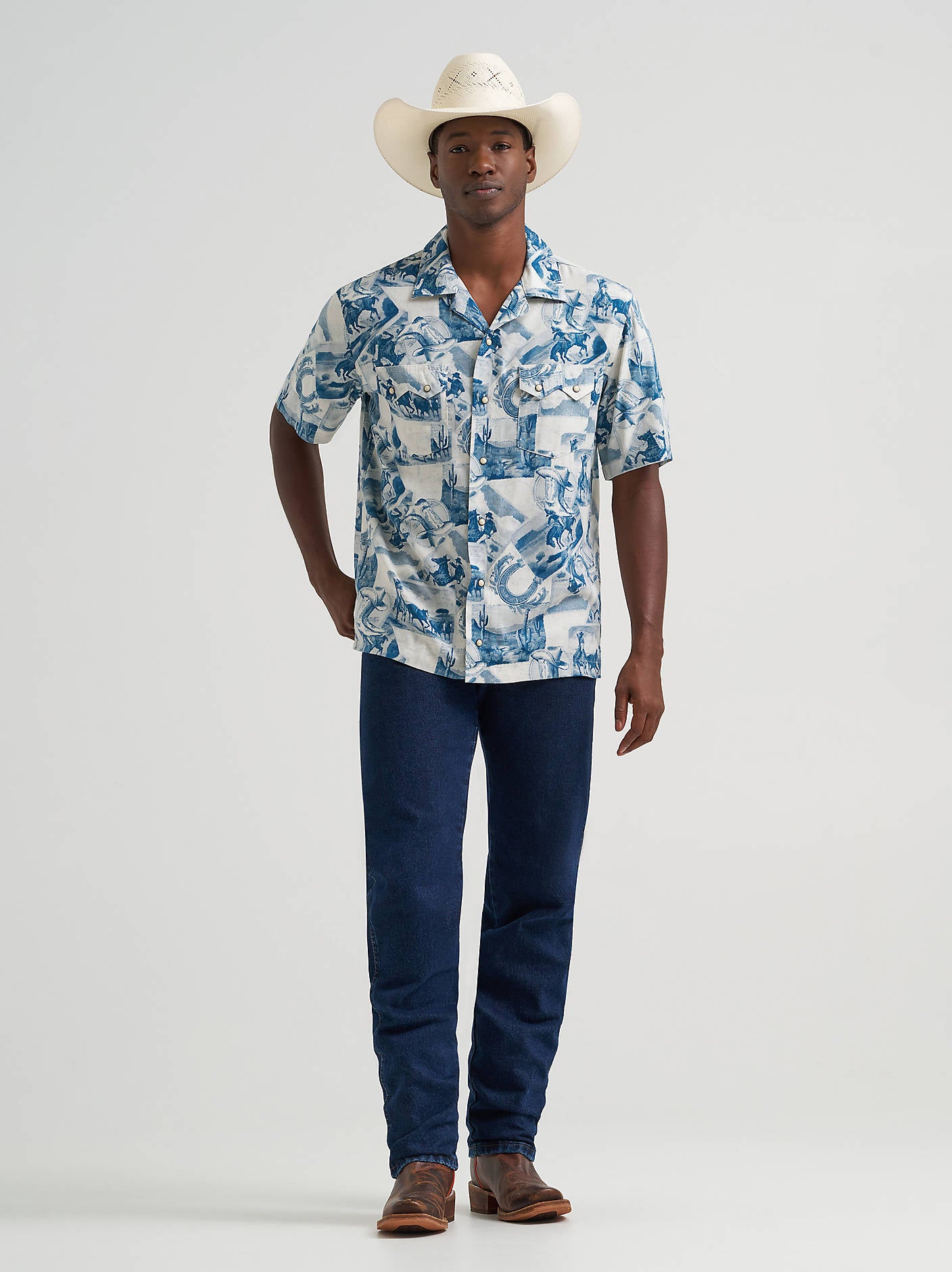 Wrangler Mens Coconut Cowboy Camp Shirt