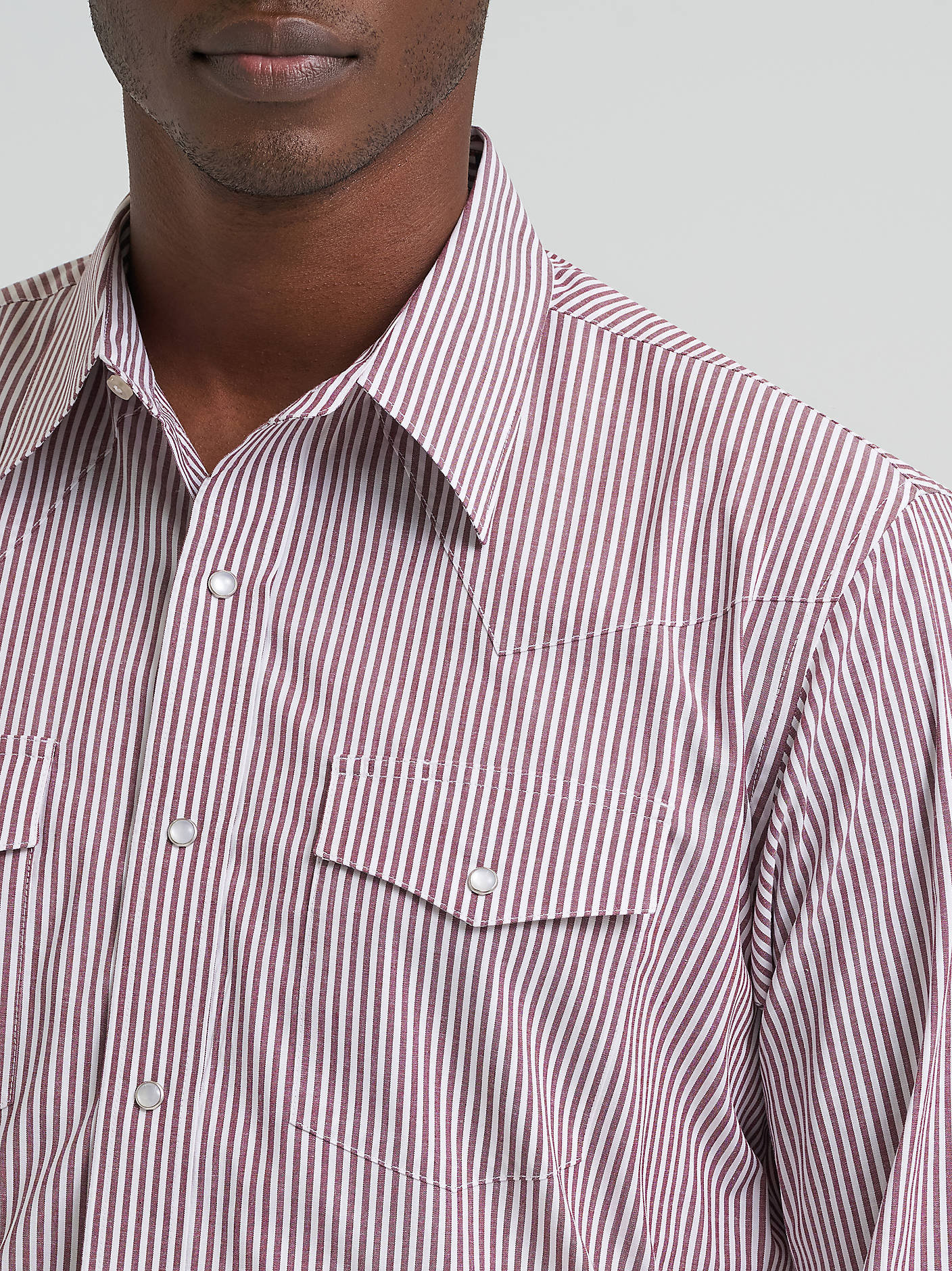 Wrangler Mens WR Wine Snap Stripe Shirt