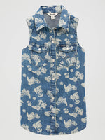 Wrangler Girls Sleeveless Boots Denim Western Snap Shirt 112379386 denim floral boots sleeveless shirt Boltranchstore.com Free Shipping
