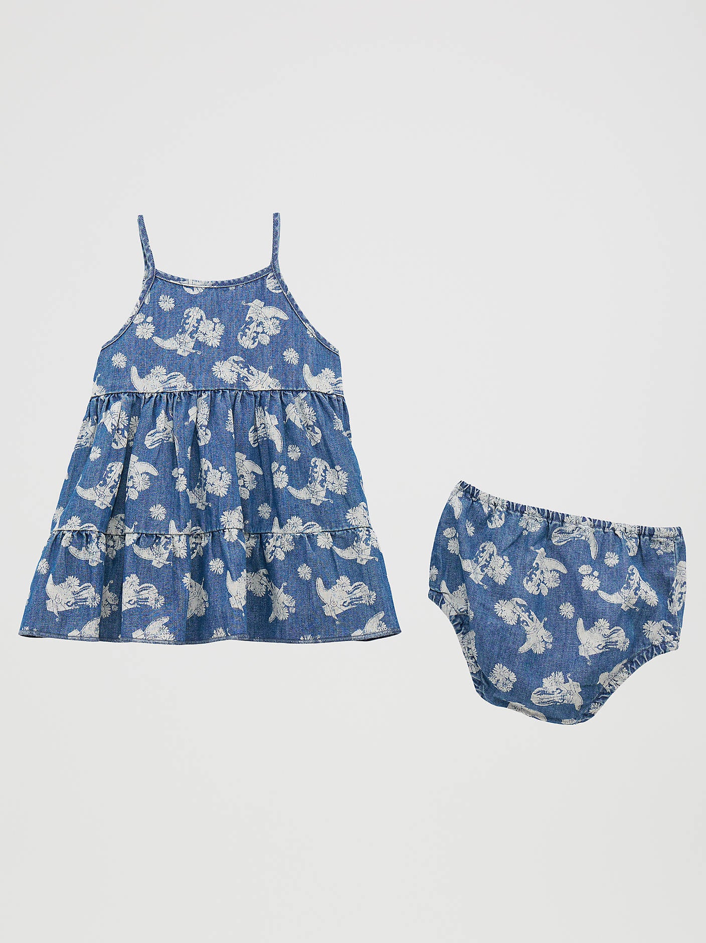 112379438-HERO Wrangler Little Girls Printed Denim Tiered Dress at boltranchstore.com free shipping western girls dress summer dress 