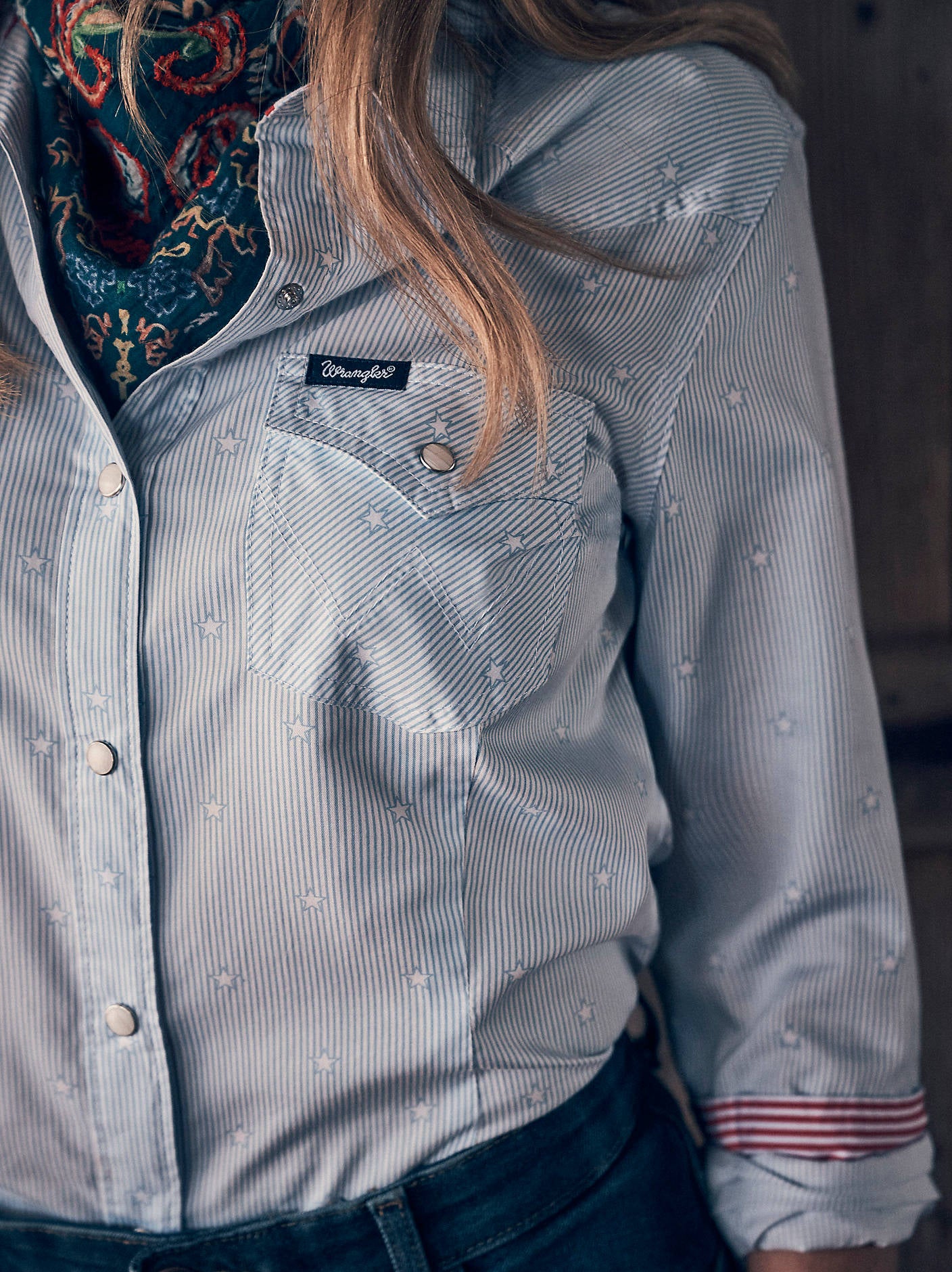 112379519 Wrangler Womens Olivia Western Slim Snap Shirt BOLTRANCHSTORE.COM