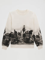 112379644 Wrangler Womens Archival Graphic Fleece Pullover at boltranchtore.com free shipping western crew neck 