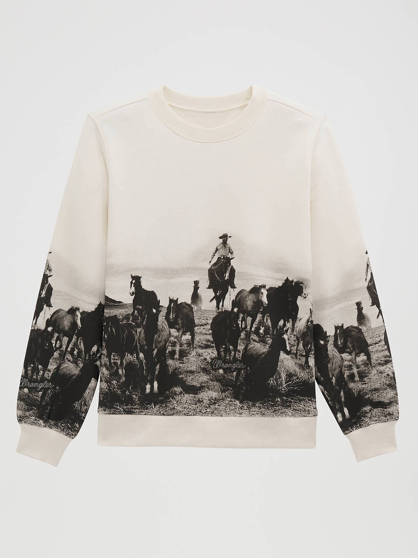 112379644 Wrangler Womens Archival Graphic Fleece Pullover at boltranchtore.com free shipping western crew neck 
