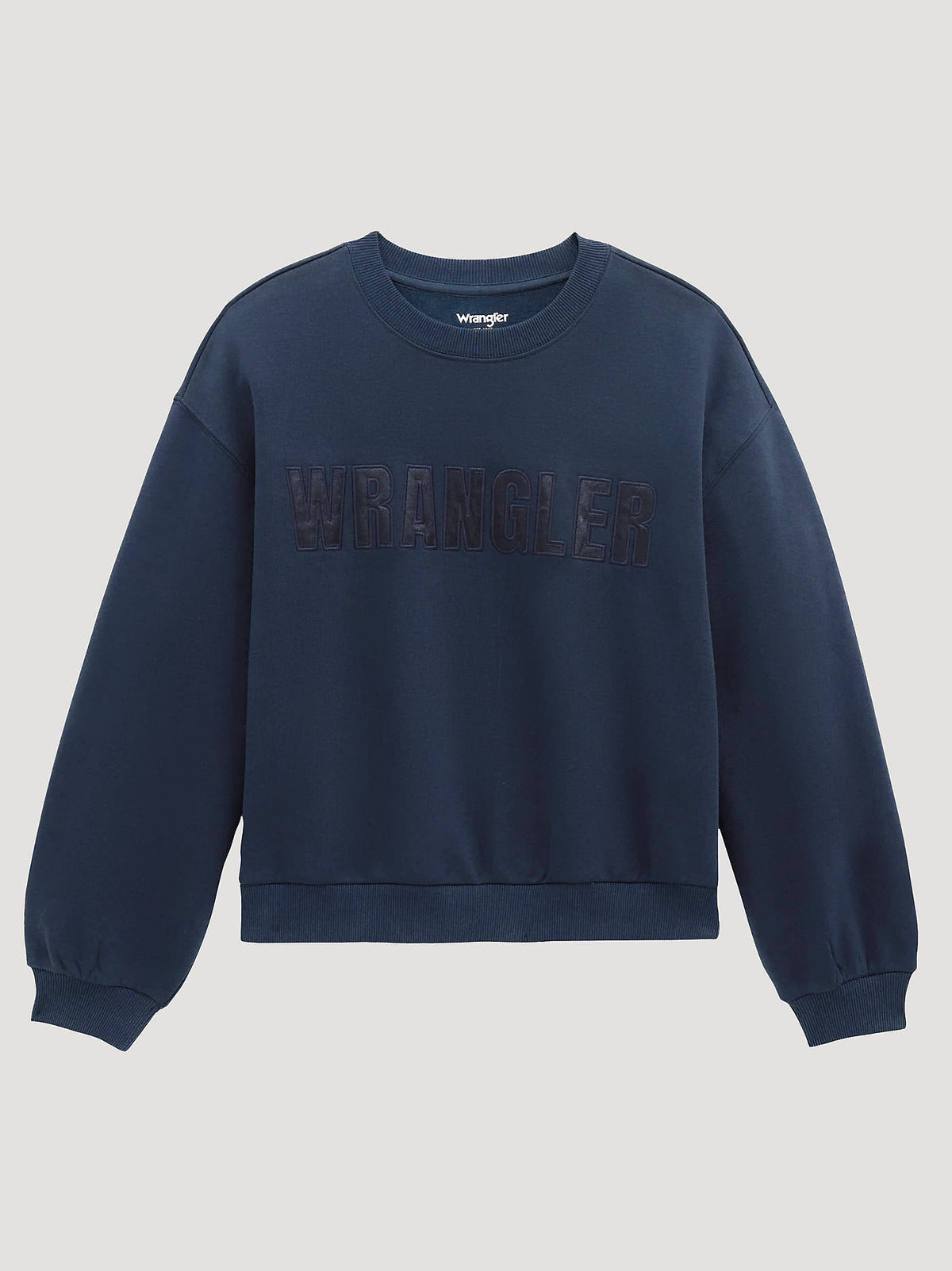 Western clothing rodeo womens fashion Utah Wrangler Womens Logo Canyon Crew Pullover in Dark Sapphire SKU 112380259 Boltranchstore.com free shipping