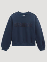 Western clothing rodeo womens fashion Utah Wrangler Womens Logo Canyon Crew Pullover in Dark Sapphire SKU 112380259 Boltranchstore.com free shipping