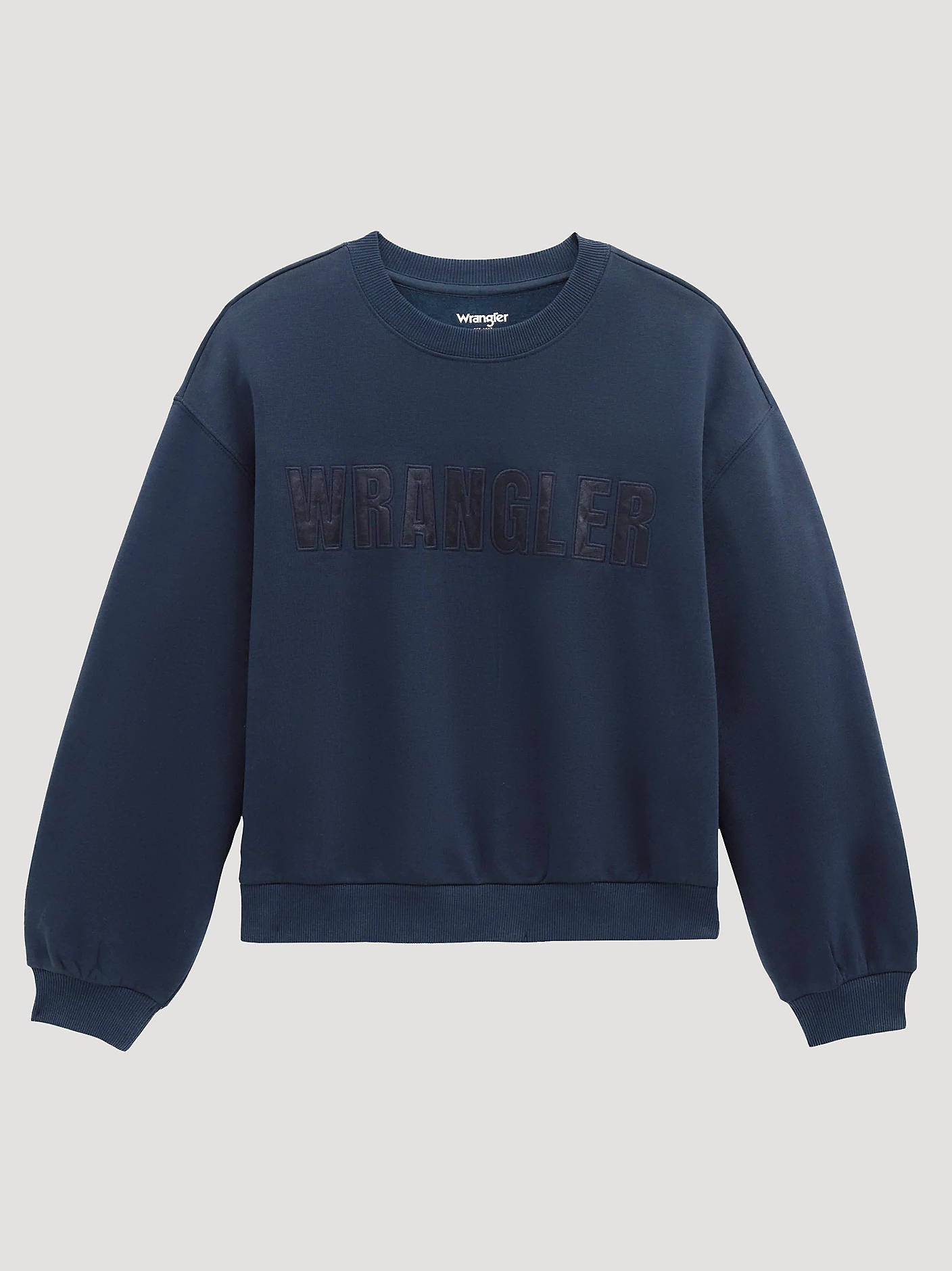 Western clothing rodeo womens fashion Utah Wrangler Womens Logo Canyon Crew Pullover in Dark Sapphire SKU 112380259 Boltranchstore.com free shipping