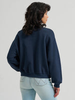 Western clothing womens fashion womens western boutique Utah Wrangler Womens Logo Canyon Crew Pullover in Dark Sapphire SKU 112380259 Boltranchstore.com free shipping