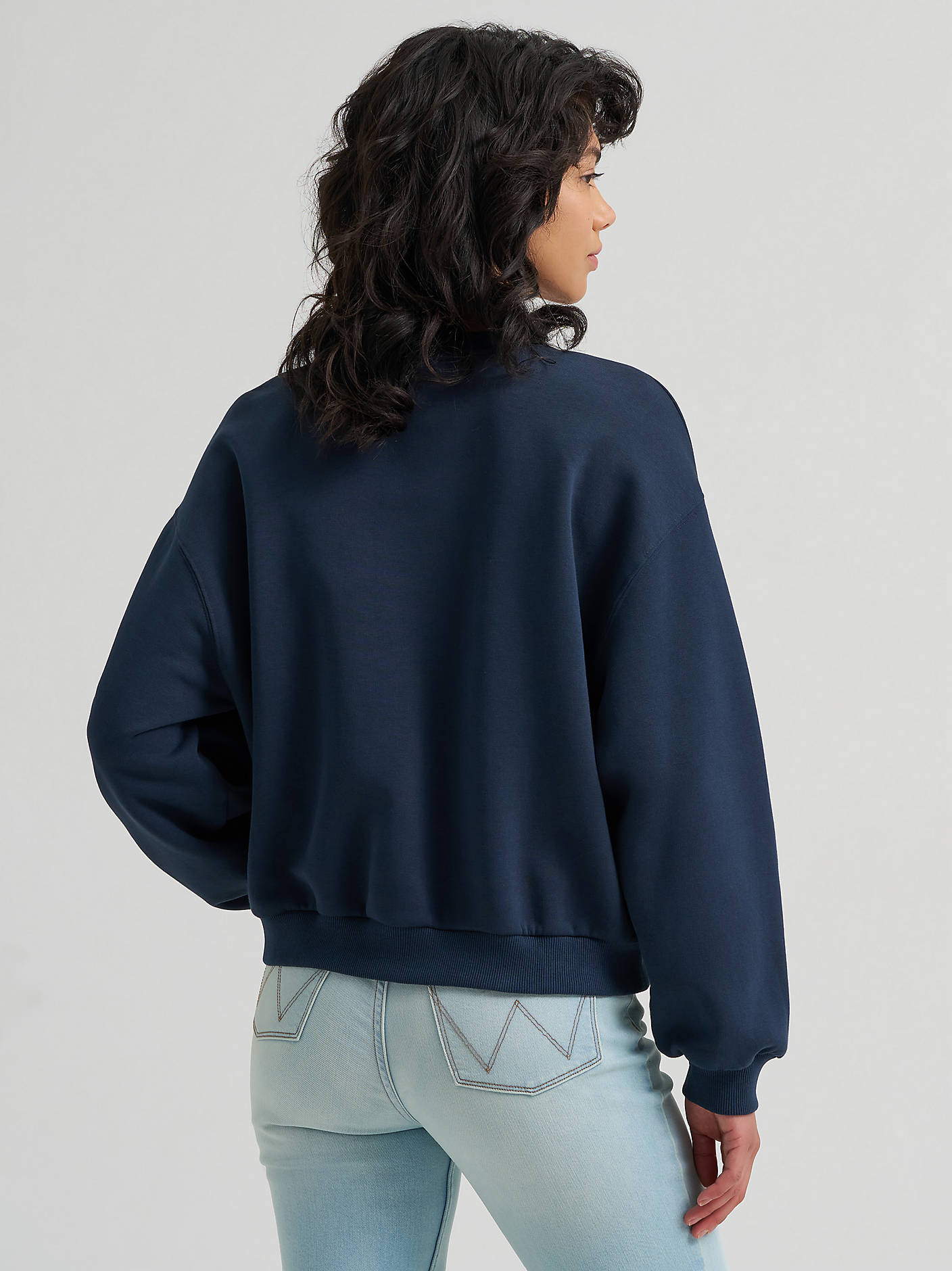 Western clothing womens fashion womens western boutique Utah Wrangler Womens Logo Canyon Crew Pullover in Dark Sapphire SKU 112380259 Boltranchstore.com free shipping