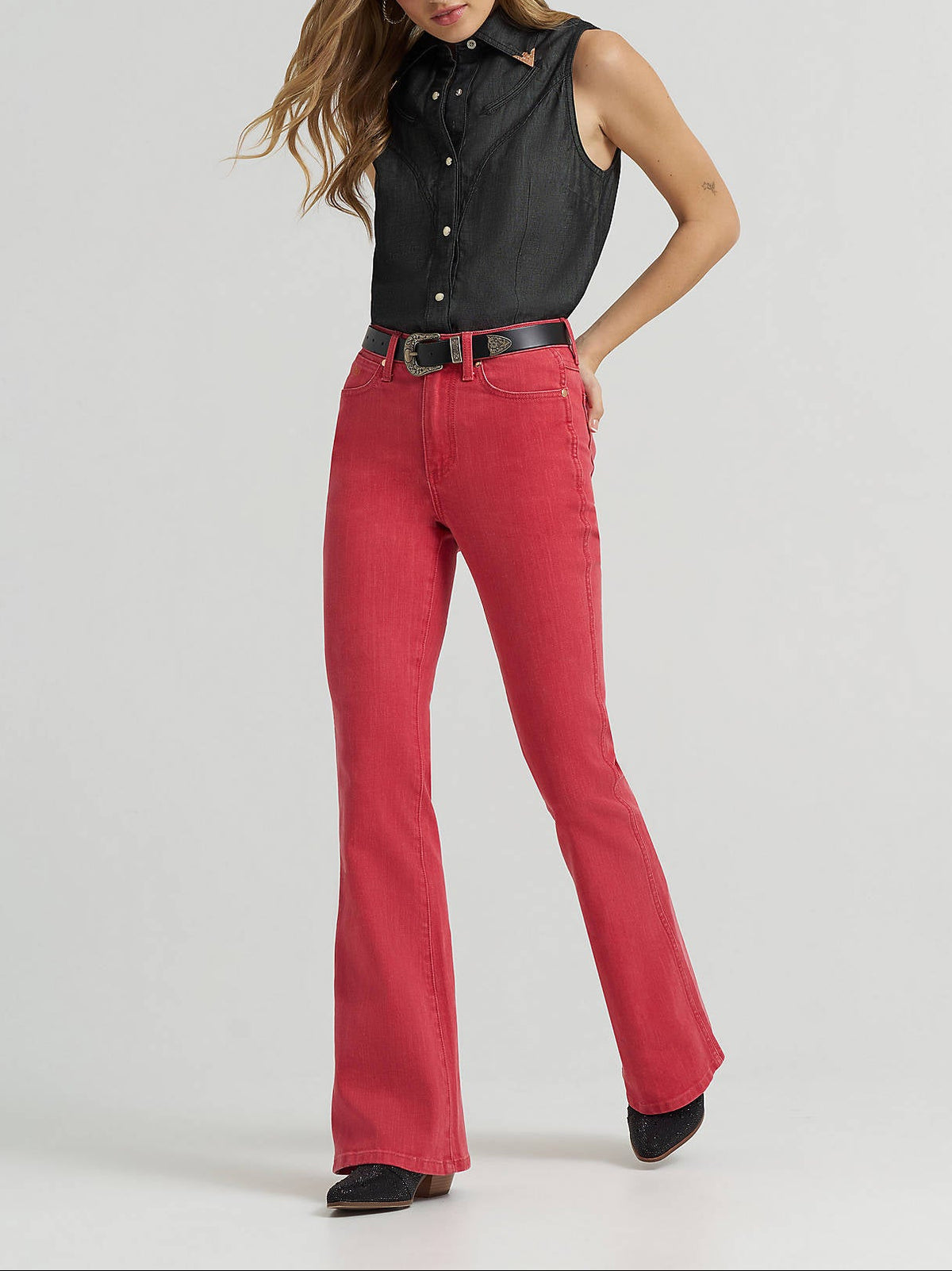 Wrangler Womens Lainey Wilson x Wrangler Red Flare Jeans 112380474 summer jean 4th of july jeans outfit rodeo outfit free shipping at boltranchstore.com