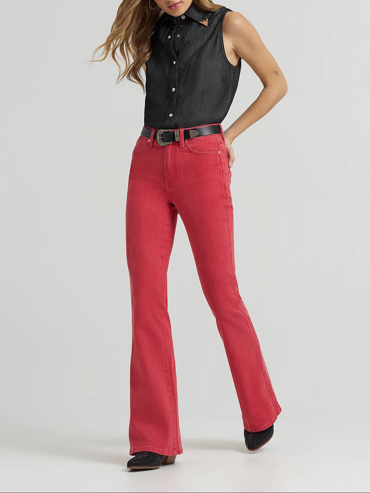 Wrangler Womens Lainey Wilson x Wrangler Red Flare Jeans 112380474 summer jean 4th of july jeans outfit rodeo outfit free shipping at boltranchstore.com