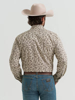 Utah rodeo mens western clothing Wrangler 20X Advanced Comfort Long Sleeve Snap Print Shirt Tan SKU 112381480 Boltranchstore.com free shipping