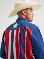 Wrangler Lone Star Brushpopper Western Snap Workshirt single point back yoke with Texas inspired star design Park City