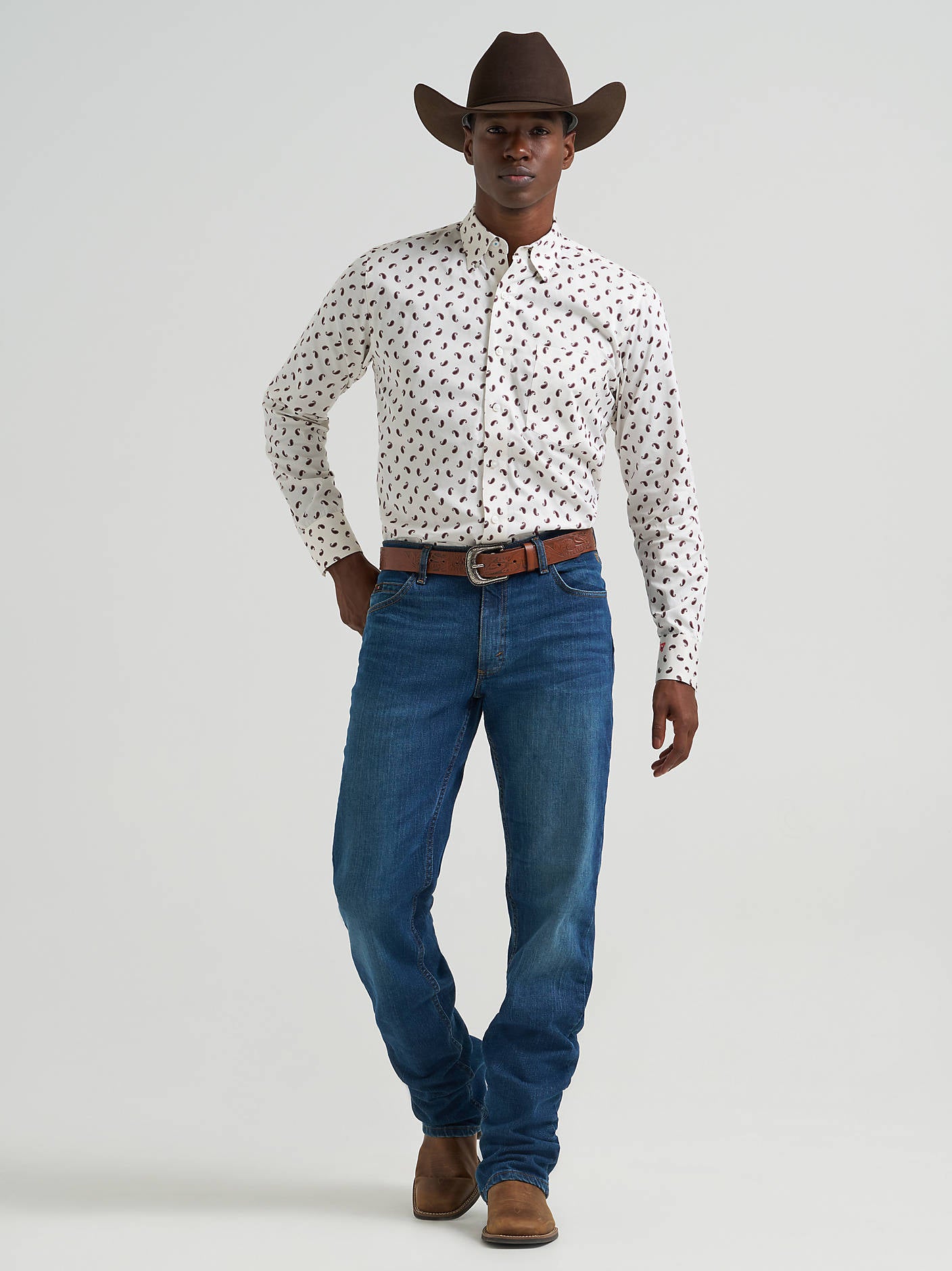 Wrangler Mens Cody Johnson Wine Paisley Shirt