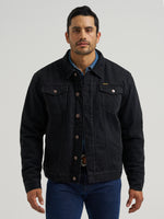 Wrangler Mens Retro Sherpa Lined Western Denim Jacket regular fit western cut with a spread collar ranch wear Kamas