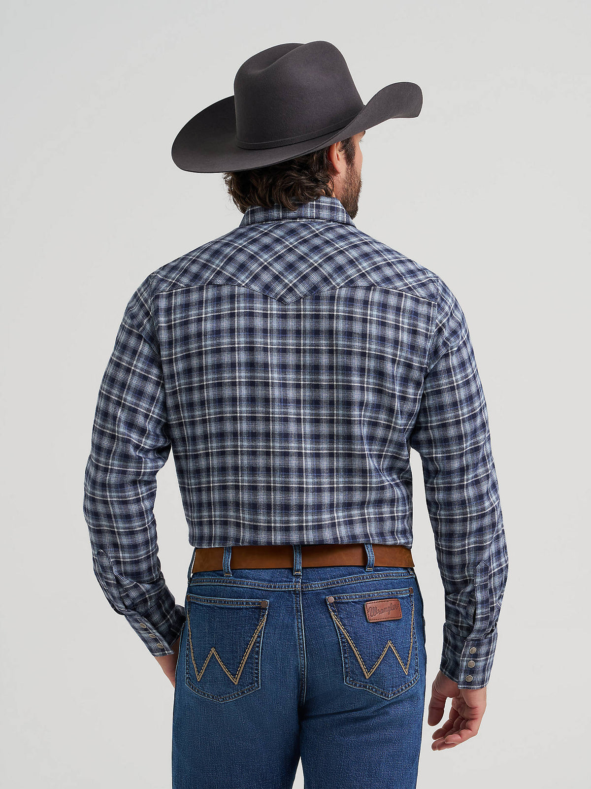 Mens Wrangler Retro Long Sleeve Flannel Western Snap Plaid Shirt