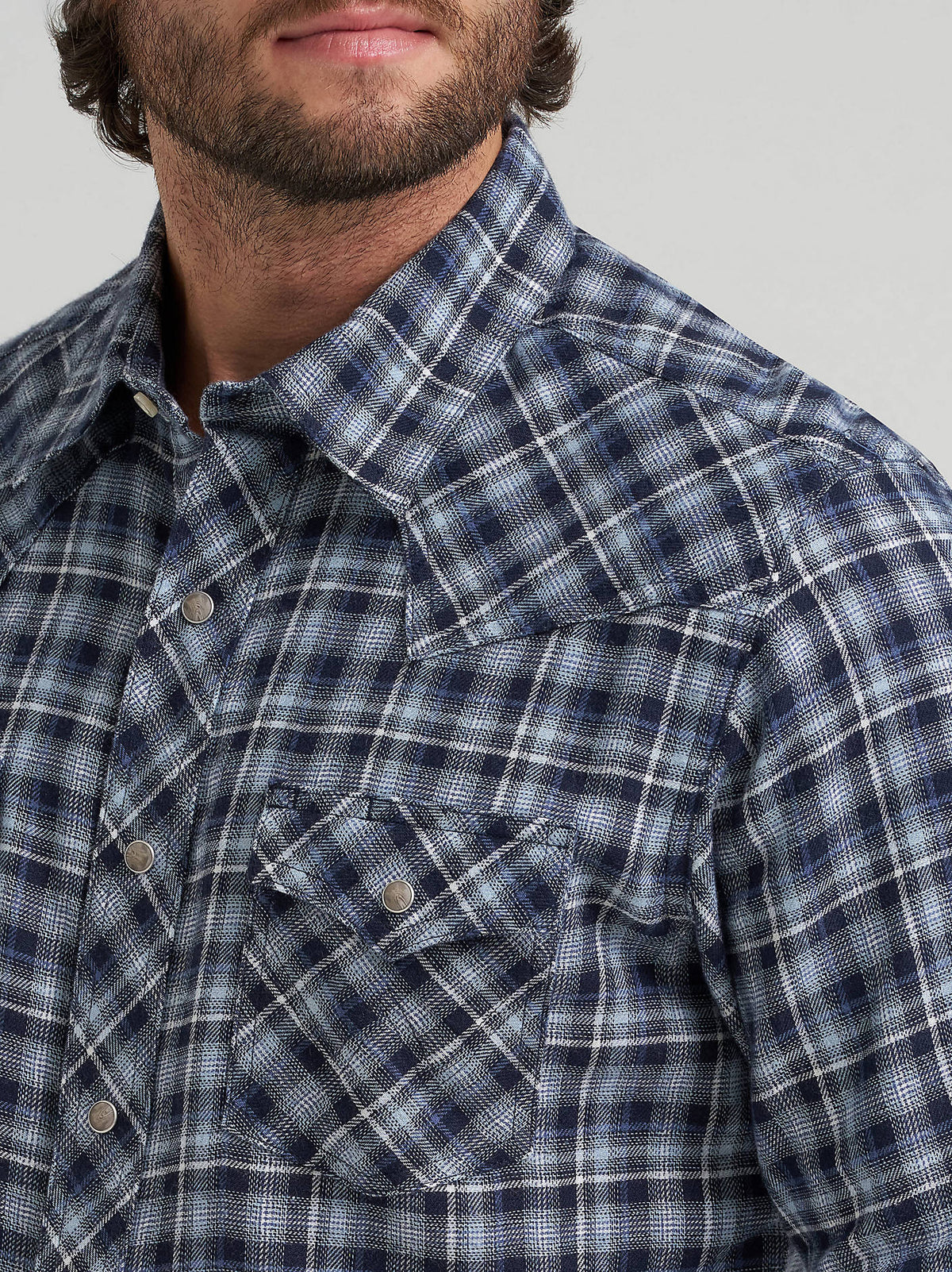 Mens Wrangler Retro Long Sleeve Flannel Western Snap Plaid Shirt