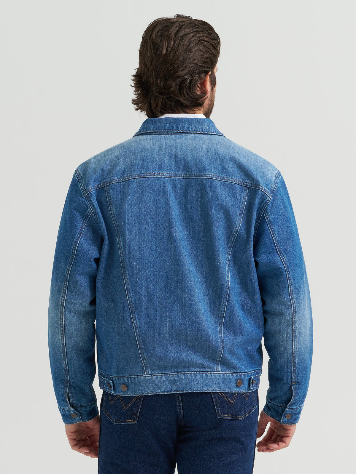 Wrangler Cowboy Cut Flannel Lined Denim Jacket button front with single button cuffs cowboy