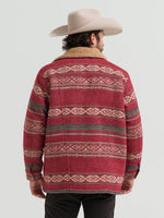 Wrangler Mens Jacquard Wrange Jacket Biking Red plush sherpa lining through the body for cold weather warmth ranch wear Utah