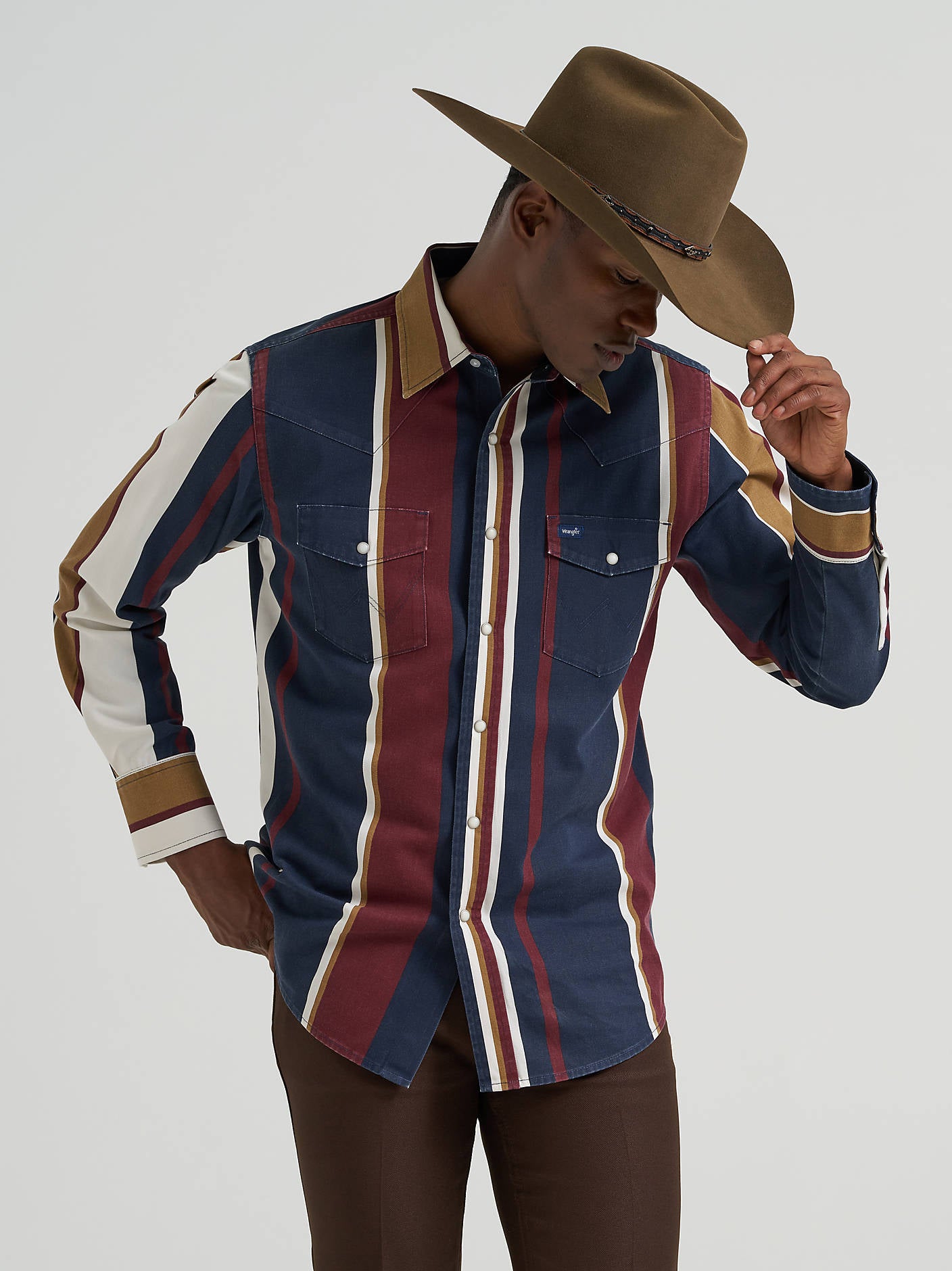 Wrangler Mens Vintage Inspired Brushpopper Snap Shirt