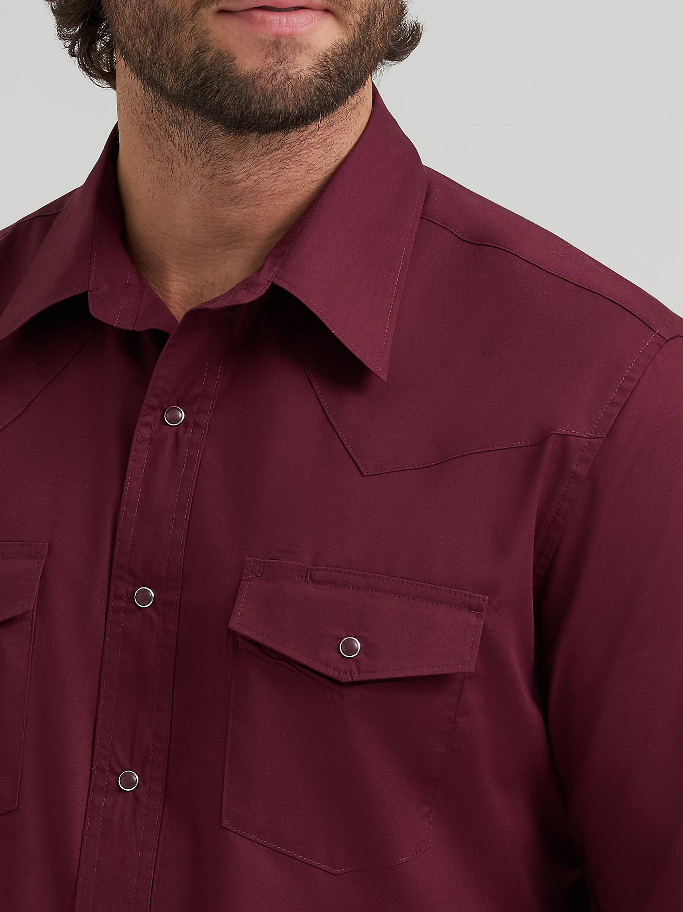 Wrangler Mens Solid Broadcloth Western Shirt