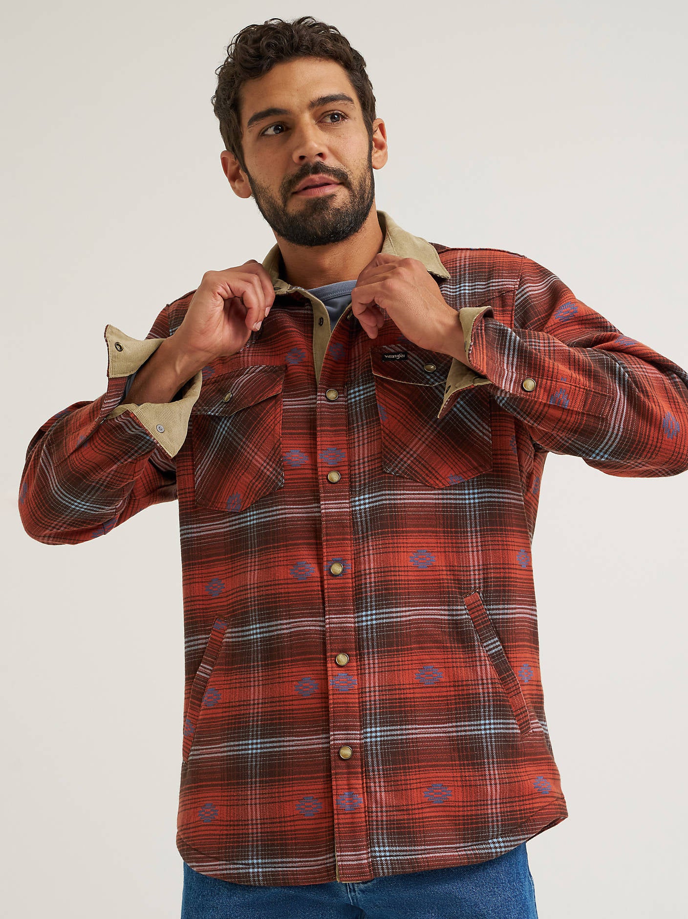 Wrangler Mens Lined Flannel Shirt Jacket