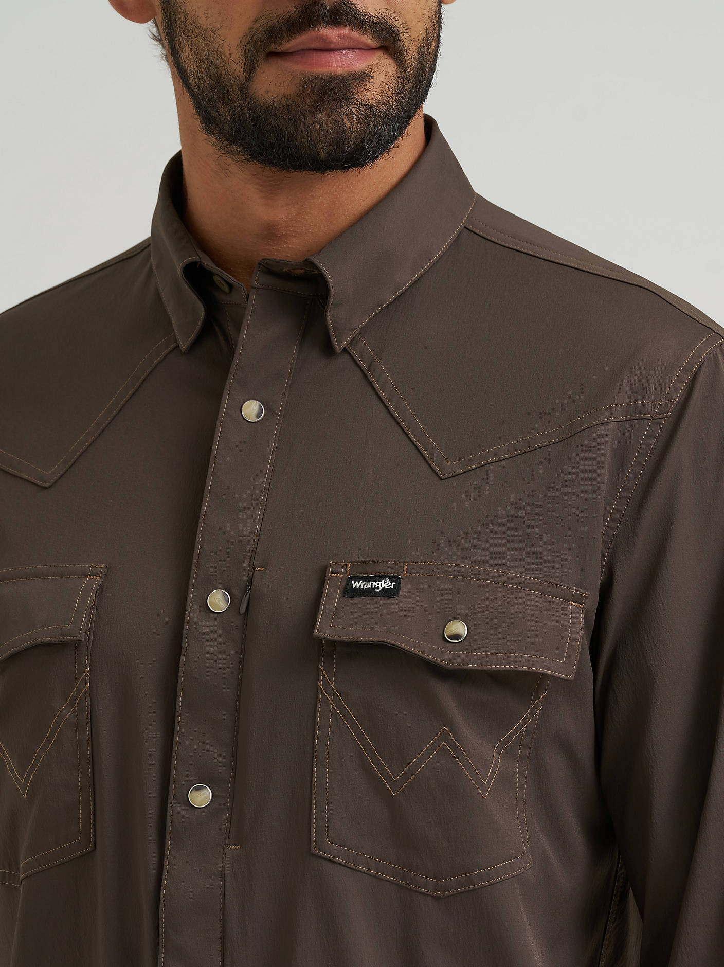 Wrangler Mens All Terrain Gear Technical Shirt 112382503 turkish coffee brown mens western gear fashion at Boltranchstore.com Free Shipping