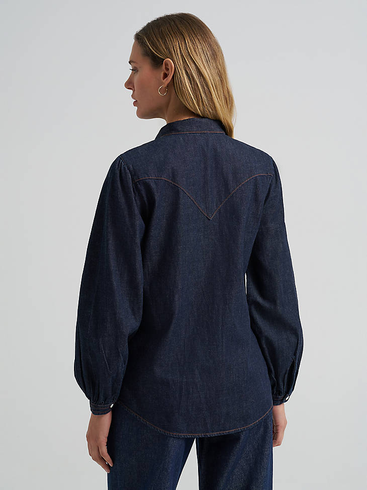 Wrangler Womens Denim Bow Snap Shirt
