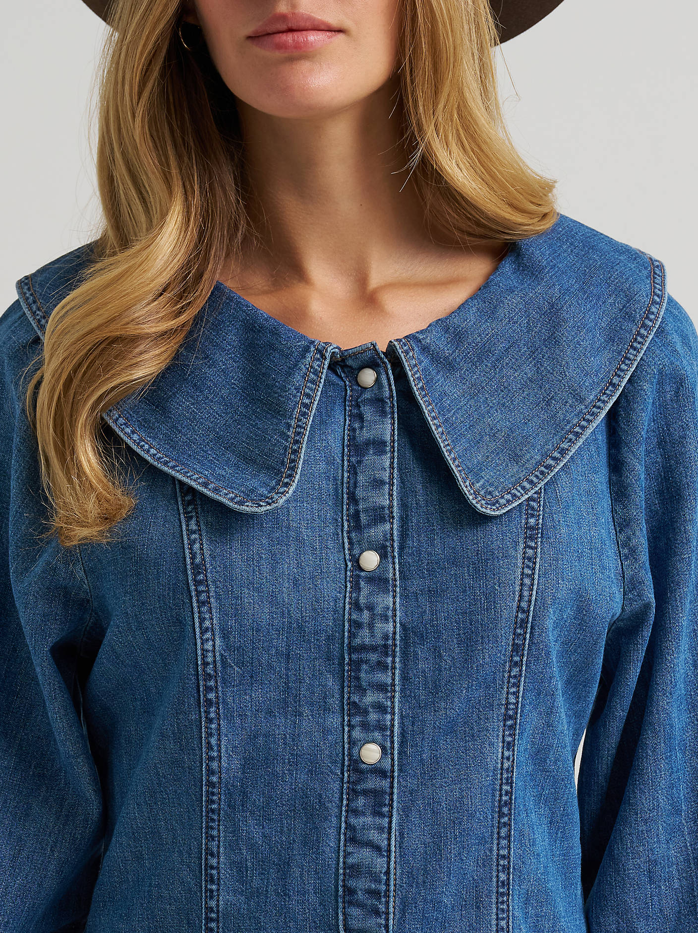 Wrangler Womens Americana Denim Collar Dress