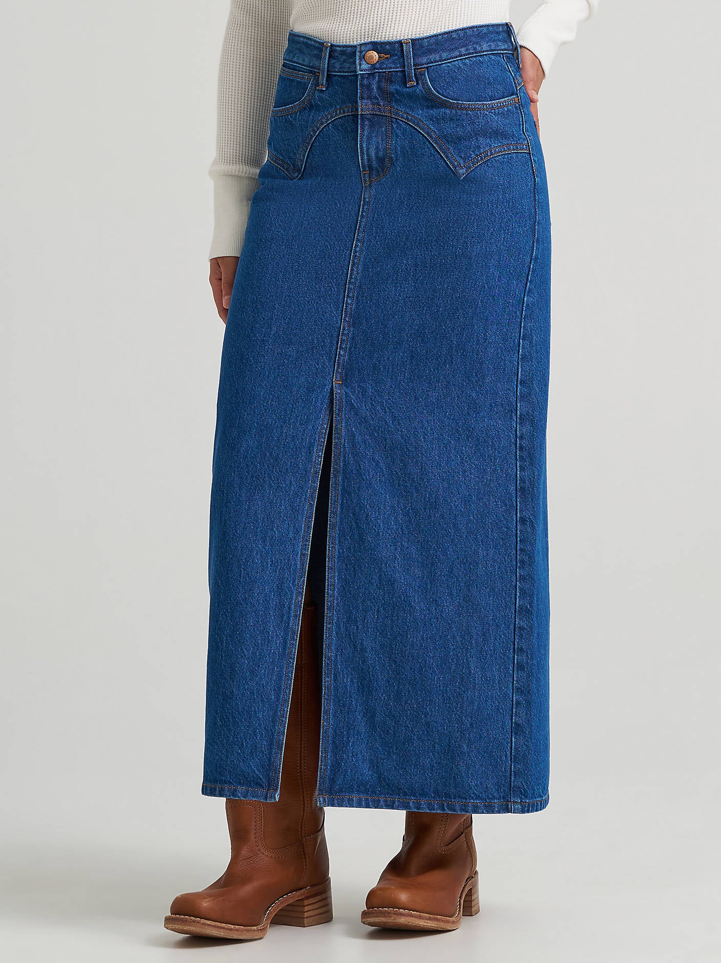 Western clothing Utah rodeo womens fashion Wrangler Womens Western Seam Midi Skirt Alison SKU 112382766 Boltranchstore.com free shipping