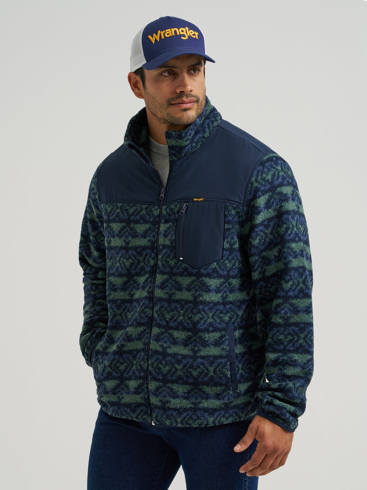 Wrangler Mens Hay Away Sherpa Zip Front Ripstop Yoke Jacket regular fit that layers easily ranch wear Kamas